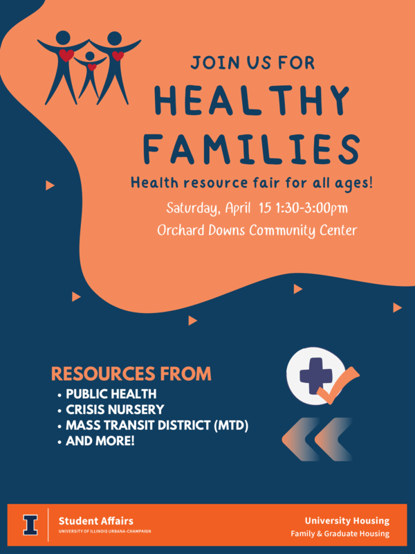 healthy families health fair, saturday april 15, 1:30-3, orchard downs community center, resources from public health crisis nursery, mtd, and more