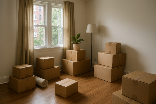 boxes in an apartment