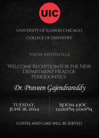 Flyer for Welcome Reception - Dr. Praveen Gajendrareddy