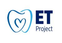 Two blue swirls form a tooth with heart center