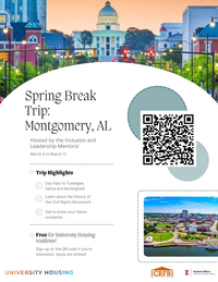 spring break trip to montgomery AL 3/9 to 3/17.