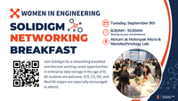 Solidigm Networking Breakfast on September 9th, 8:30am to 10:30am, at Atrium of HMNTL