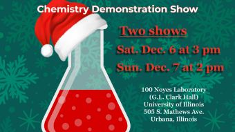 Image of the event poster that says Holiday Magic Show with a flask and Santa hat