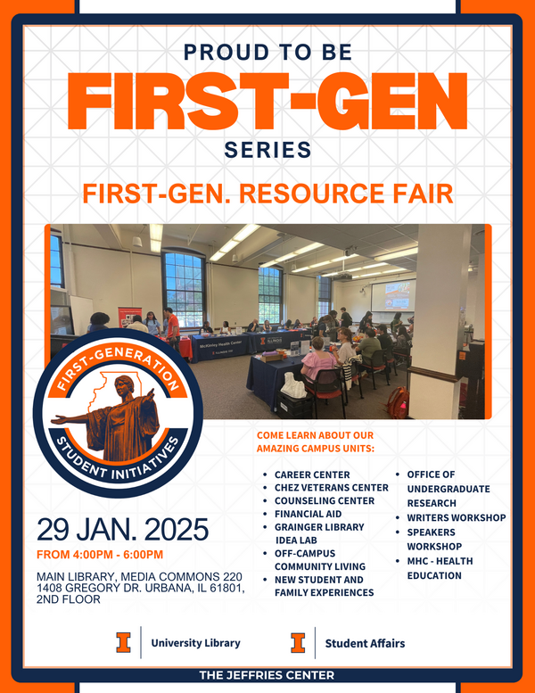 Photo of fall semester resource fair, students visiting different tables of resources on campus in the library.