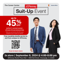 JCPenney Logo with photo a young man and women dressed in professional attire.