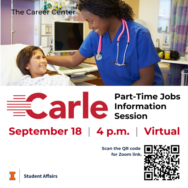 Carle Part Time Jobs Information Session on September 18, 2024 at 4 p.m. on Zoom
