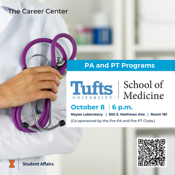 Tufts University School of Medicine: PA and PT Programs, October 8, 2024, 6 - 7 p.m., Noyes Laboratory, Room 161