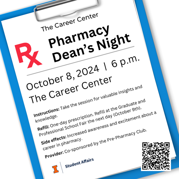 Pharmacy Dean's Night, October 8, 2024, 6 - 7 p.m., The Career Center