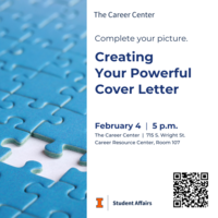 Creating Your Powerful Cover Letter, February 4, 2025, 5 pm, at The Career Center