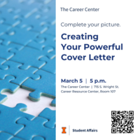 Creating Your Powerful Cover Letter, March 5, 2025, 5 pm, at The Career Center