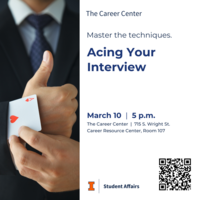 Acing Your Interview, March 10, 2025, 5 p.m., at The Career Center