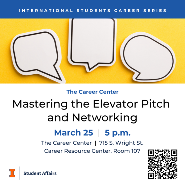 Mastering the Elevator Pitch and Networking, March 25, 2025, 5 p.m., at The Career Center
