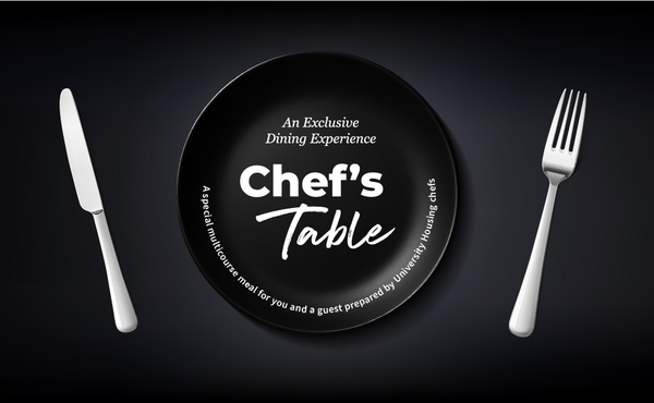 Chef's Table: Retro Recipe graphic with plate and utensils