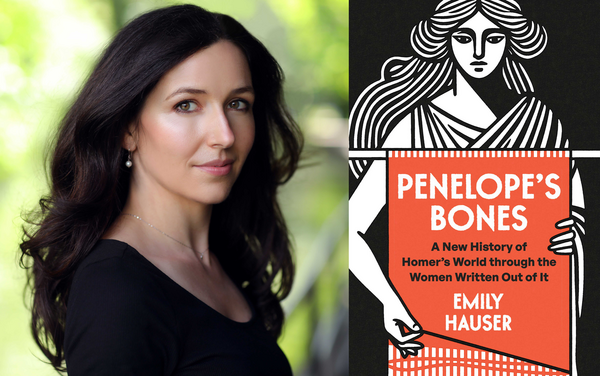 A picture of Dr. Emily Hauser and her book, Penelope's Bones.