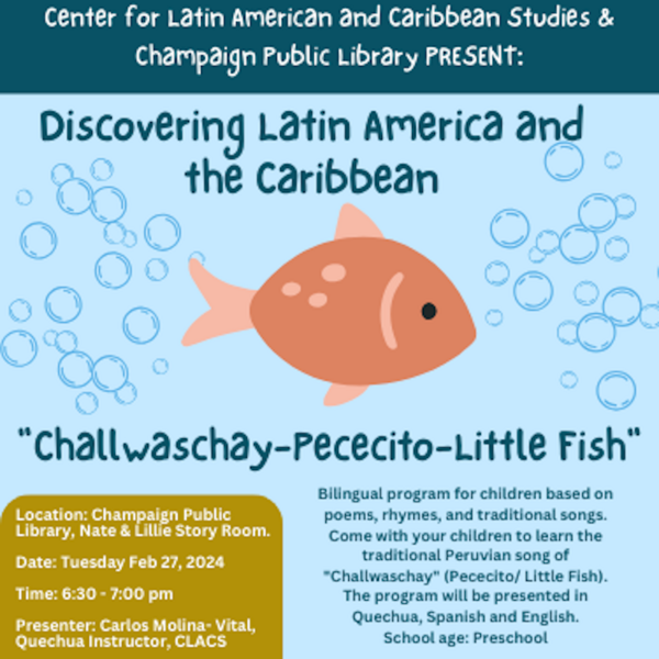 Flyer with a drawing of a fish, and with information about the event that is already on this calendar page