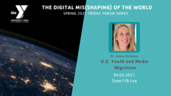 YMCA Friday Forum April 2nd event poster. Speaker Dr. Aimee Rickman.