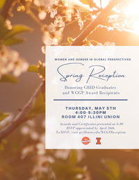 WGGP 2022 Spring Reception. Tree with flowering white blossoms and sunlight shining through branches.