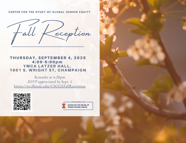 Details for CSGGE Reception on September 4 at 4 pm -5 pm at Latzer Hall University YMCA