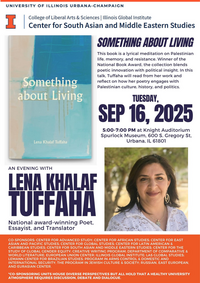 Details about Something About Living book talk by Lena Khalaf Tuffaha on September 16 at 5 pm till 7 pm at Knight Auditorium Spurlock Museum
