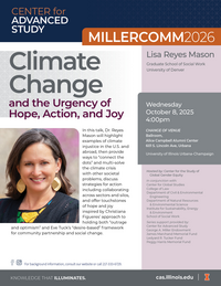 Details for event: MillerComm Lecture Series 2026: Climate Change and the Urgency of Hope, Action and Joy by Dr. Lisa Reyes Mason on October 8 at 4 pm at Alice Campbell Alumni Center, 601 S Lincoln Ave, Urbana, IL 61801