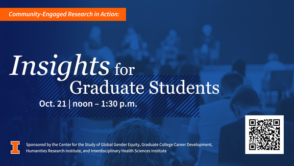 Details for the event: Panel on “Community-Engaged Research in Action: Insights for Graduate Students” on October 21 at 1:30 pm at 210 Levis Faculty Center