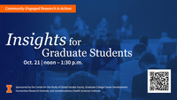 Details for the event: Panel on “Community-Engaged Research in Action: Insights for Graduate Students” on October 21 at 1:30 pm at 210 Levis Faculty Center