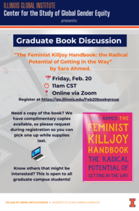 Graduate Book Discussion "The Feminist Killjoy Handbook: the Radical Potential of Getting in the Way" by Sara Ahmed