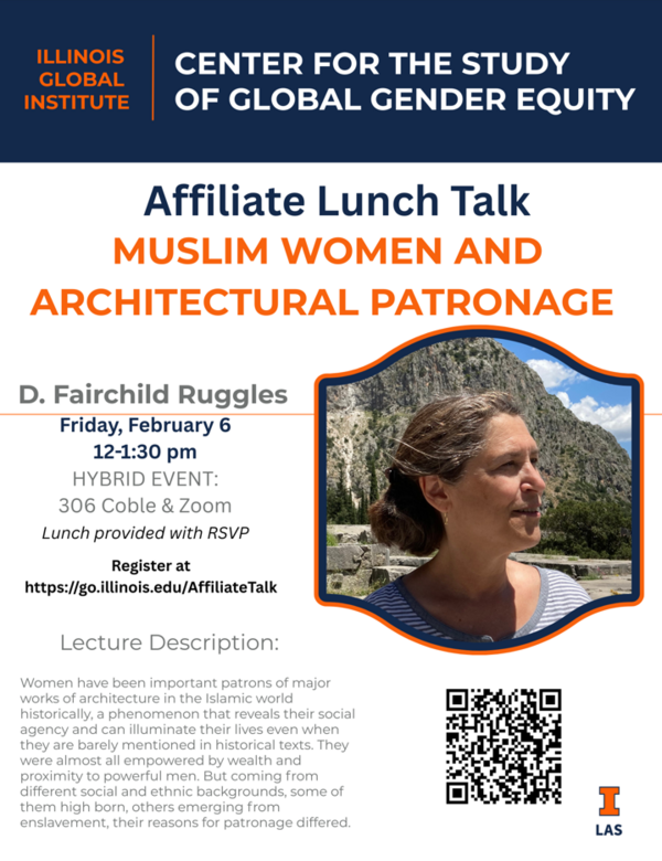 Affiliate Lunch Talk | MUSLIM WOMEN AND ARCHITECTURAL PATRONAGE will take place on February 6 12-1:30pm 306 Coble Hall and via Zoom
