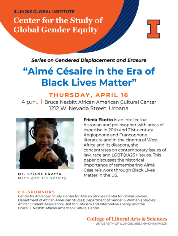 Lecture by Frieda Ekotto on April 16 2026