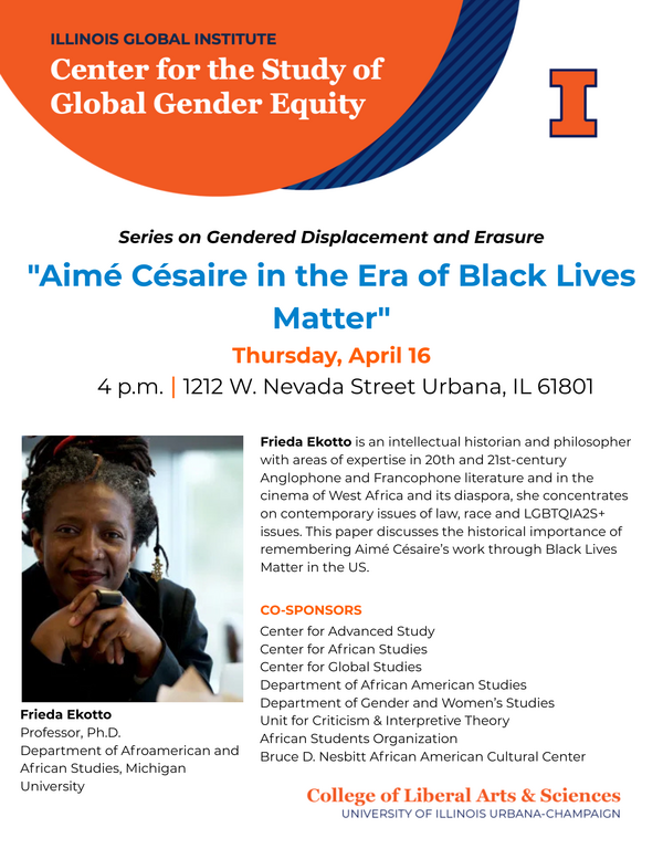 Lecture by Frieda Ekotto on April 16 2026