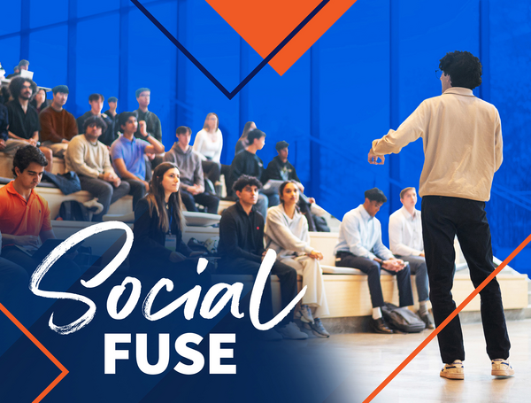 photo of student pitching their startup idea